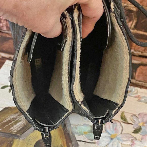 Joe Boxer Quilted Mid-Calf Black Boots Women's Size 6 Lace Up with Back Zippers - Picture 7 of 10